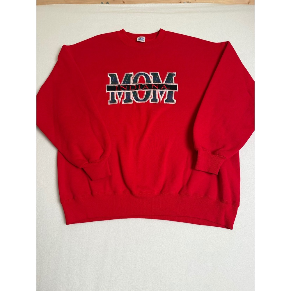 Vintage Jerzees Super Sweats Indiana Mom Sweatshirt Red XXL Made in USA